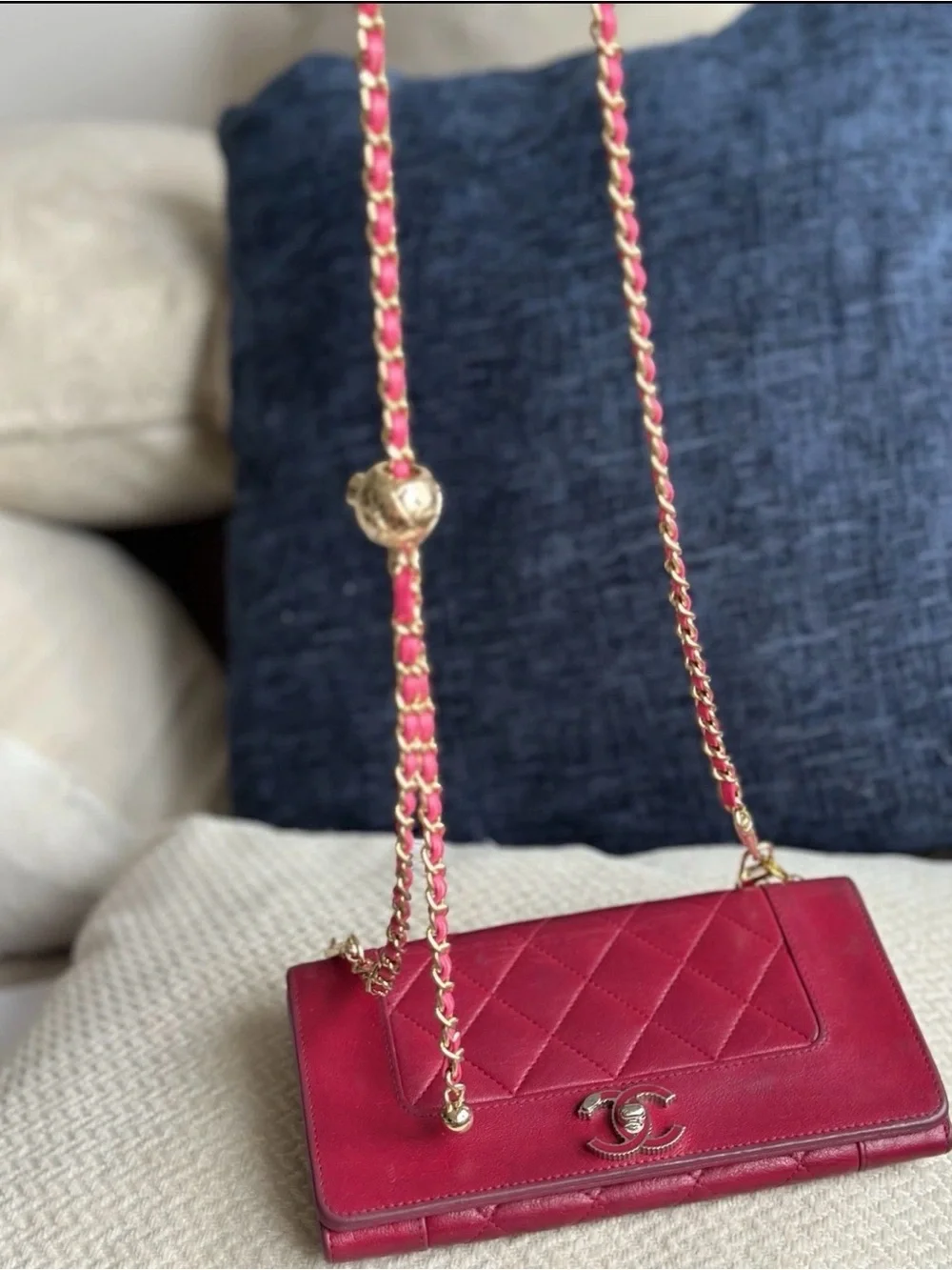 CHANEL Quilted Shoulder Bag in Burgundy with Gold-Tone Hardware